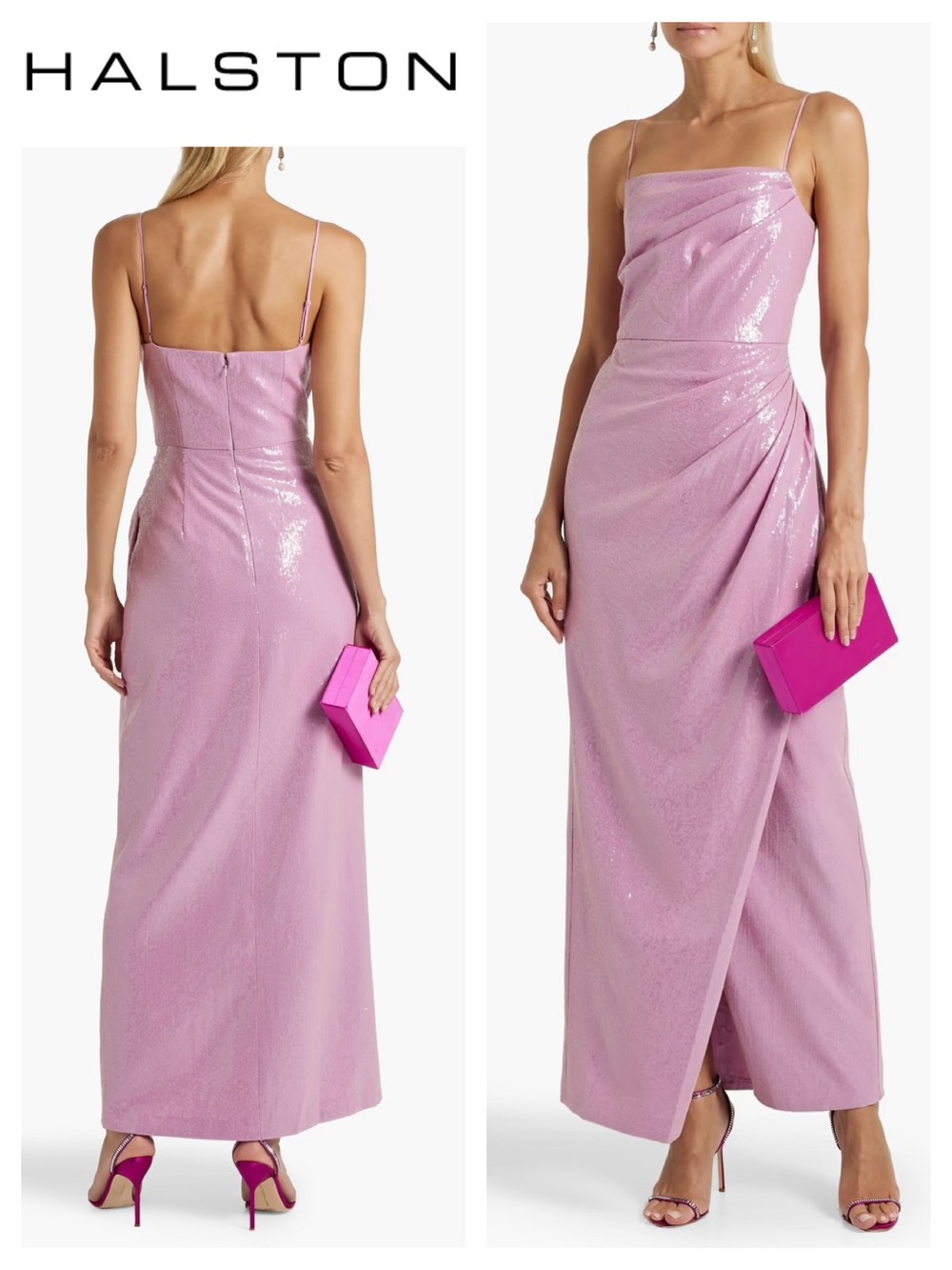 HALSTON Alania Gown In Stretch Sequin